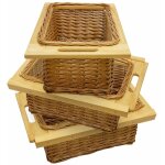 Monster shop - lot de 3 paniers de rangement coulissants en pin pour cuisine, salle de bain, chambre, ...
