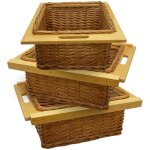 Lot de 3 paniers de rangement coulissants en pin pour cuisine, salle de bain, chambre, penderie - 500 ... Lot de 3 paniers de rangement coulissants en pin pour cuisine, salle de bain, chambre, penderie - 500 ...