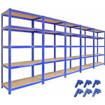 Lot de 5 tagres de rangement en acier t - rax bleu - 180x90x45cm - capacit totale 7000kg - organisation ...
