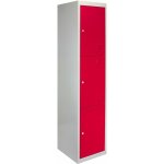 Monster - shop - casiers m�talliques rouge & gris 3 portes verrouillable pour ecole, vestiaire, salle ...