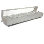 Vitrine bain marie electrique professionnel  4 bacs gn 1 / 2 5. 5l en acier inoxydable pour buffet, ...