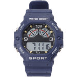 Montre homme digitale chronographe sport vintage carr�e �tanche wr50m bleue