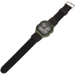 Montre sport num�rique � bracelet toile r�tro lumineuse etanche pour activit�s ext�rieures noire