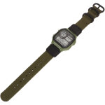 Montre sport num�rique � bracelet toile vert fluorescent �tanche r�tro pour activit�s ext�rieures