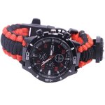 Montre de survie pour camping en plein air multifonction kit d'outils pour bracelet, boussole, corde, ...