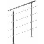 Rampe d'escalier 80 / 100 / 120 / 150 / 160 cm acier inoxydable main courante balustrade 4 traverses, ...