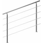Rampe d'escalier 80 / 100 / 120 / 150 / 160 cm acier inoxydable main courante balustrade 4 traverses, ...