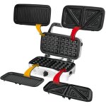 Mpm - mop - 33m appareil  sandwich maker 3 en 1, plaques interchangeables, gaufrier, grille 1200w noir ...