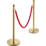 Mophorn - lot de 2 poteaux de barri�re de contr�le de file d'attente ronds dor�s, s�parateur de corde ...