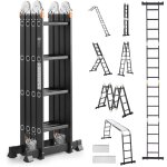 Mophorn - chelle pliante polyvalente, escabeau extensible haut 7 en 1, cadre en a � 4 marches avec planche ...