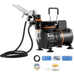 Mophorn - kit a�rographe, compresseur � double ventilateur avec 3 a�rographes et accessoires pour l'art ...