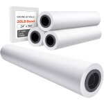 Mophorn papier grand format, 24 po x 150 pi, papier traceur, 4 rouleaux de papier bond cao avec noyau ...