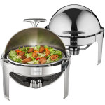 Mophorn - vevor chauffe - plat lot de 2 bacs ronds de 5, 5 l buffet chauffant a combustible rechaud inox ...