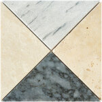 Mosaique arlequin m2 marbre et travertin 1 plaque 20 x 20 cm casa linea