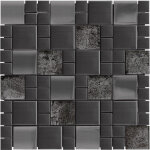 Mosaique inox verre noir 1 plaque 30 x 30 cm casa linea