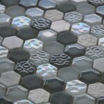 Capri - mosaque marbre et verre glacier gris hexa - vendu par carton de 1. 0 m