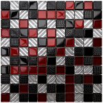 Mosa�que en verre sur filet pour salle de bain cuisine int�rieure - 30 x 30 cm - red samurai