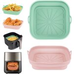 Moules en silicone pour friteuse � air, 2 pi�ces, r�utilisables, sans huile, accessoires, plateau, panier ...