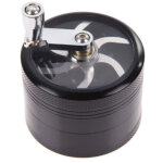 Moulin � �pices manuel 40mm 4 �tages en alliage de zinc, manivelle et poign�e, couleur noire