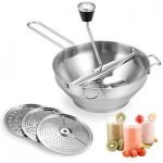 [jamais utilis�] moulin � l�gumes en acier inoxydable, moulin � l�gumes avec 3 disques de broyage, presse ...