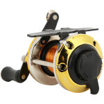 Moulinet de p�che hivernale portable avec roue � petite plaque et ligne dor�e