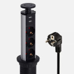 Multiprise encastrable bloc avec 3 eu prises 2 usb , 1, 8m, prise escamotable plan de travail pour cuisine ...