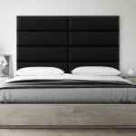 Murs 3d by wall decor - panneau t�te de lit capitonn�e mural 76cm simili simili cuir noir