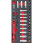 Mw tools - jeu de douilles 3 / 8 28 pi�ces module en mousse pour servante d'atelier mwd3828