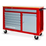 Mw tools - servante d'atelier 7 tiroirs + 1 armoire rouge et grise extra large 1260 mm avec plan de travail ...