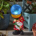 Super nain de jardin solaire 41 cm globe verre craquel�