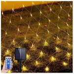 Naizy ? guirlande lumineuse solaire 6x4m ? 480 led blanc chaud ? 8 modes d'�clairage ? cordon d'alimentation ...