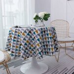 Nappe ronde 150 cm en tissu coton et lin nappe en serg� simple style nordique anti - taches infroissable ...