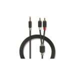 Nedis - cble audio stro 3. 5 mm mle 2x rca male plaqu or 1. 00 m rond anthracite boite avec fentre ...