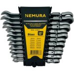 Nemura ? coffret de 12 cl�s cliquet articul�es 8 - 19mm ? acier chrome vanadium ? t�te pivotante 180� ...