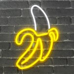 Neon banane 47 cm avec interrupteur - prise secteur - non led pour dcoration chambre enfant ou dco ...