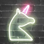 Neon licorne 32 cm - prise et interrupteur on / off inclus neon led pour decoration chambre d'enfant ...