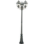 New orleans lampadaire exterieure ip44 cli 3lt metal noir dore, verre transparent e27 60w haut 227cm ...