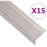 Nez de marche forme en l 15 pcs aluminium 90 cm champagne vidaxl