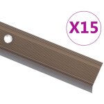 Nez de marche forme en l 15 pcs aluminium 90 cm marron