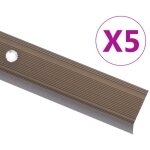 Nez de marche forme en l 5 pcs aluminium 100 cm marron