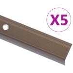 Nez de marche forme en l 5 pcs aluminium 90 cm marron