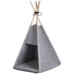 Beliani - niche pour chat en forme de tente tipi en feutre gris clair cachette parfaite pour votre animal ...