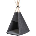 Beliani - niche pour chat en forme de tente tipi en feutre gris fonc cachette parfaite pour votre animal ...