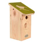 Nichoir msange bleue pochoir - 15, 7 x 14, 7 x 27, 8 cm - beige et vert - livraison gratuite