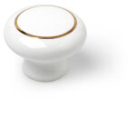 Rei ? bouton de meuble en porcelaine blanche finition or ? dimensions 35x35x26mm, � 35mm ? pour meubles ...
