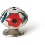 Bouton en porcelaine avec illustration florale, dimensions: 40x40x38mm Ø: 40mm - talla Bouton en porcelaine avec illustration florale, dimensions: 40x40x38mm Ø: 40mm - talla