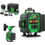 Niveau laser 360�x 4, autonivelant niveau laser vert chantier � ligne crois�e verticale et horizontale ...