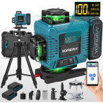 Niveau laser vert autonivelant, tr�pied r�glable 100cm, port�e de travail 25m, 4 x 360�, avec �cran lcd, ...