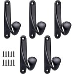 Noir - 5 pcs 86x47mm, crochet manteau mural a visser, minimaliste pat�re murale robuste en alliage de ...