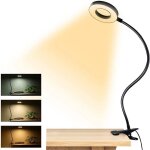 Noir, lampe de bureau � pince 48 led flexible � 360�lampe lecture clipsable 3 modes d?�clairage &10 niveaux ...